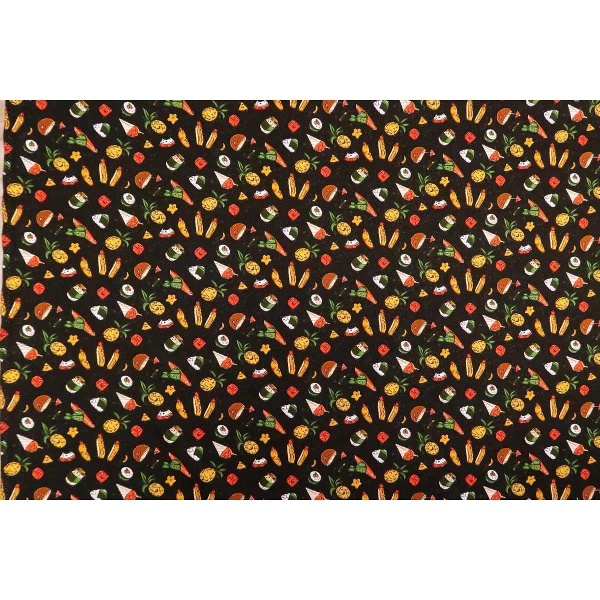 Hawaiian Food Festival Fabric| Coconut, Musubi, Katsu, Laulau - Black BLK-0024C