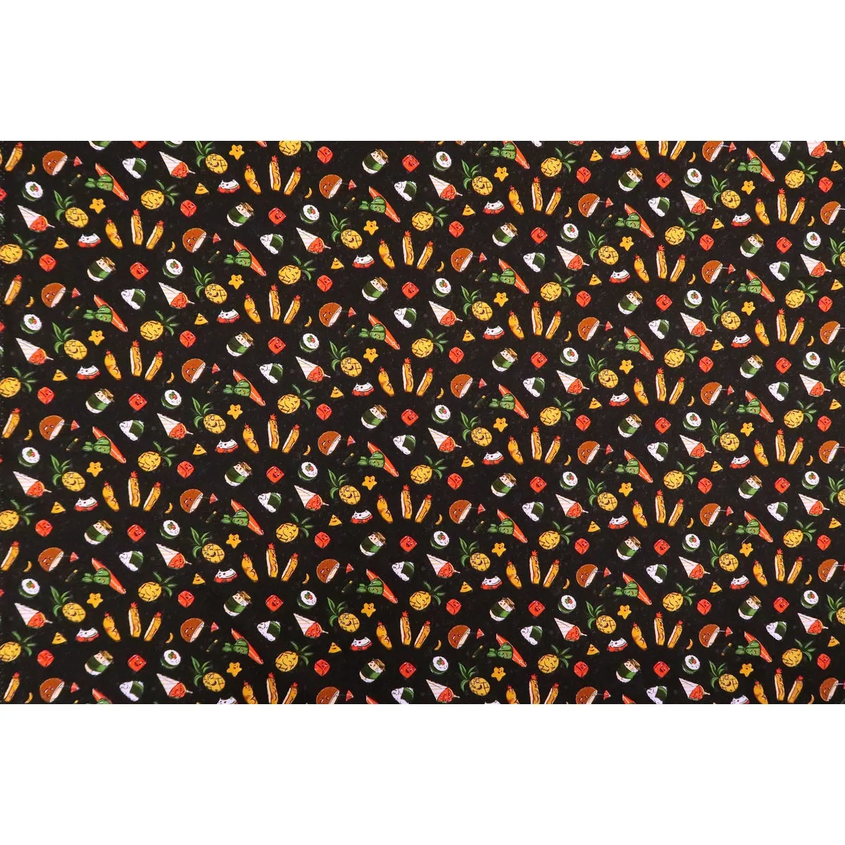 Hawaiian Food Festival Fabric| Coconut, Musubi, Katsu, Laulau - Black BLK-0024C