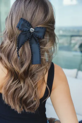 HEART CRYSTAL SATIN BOW