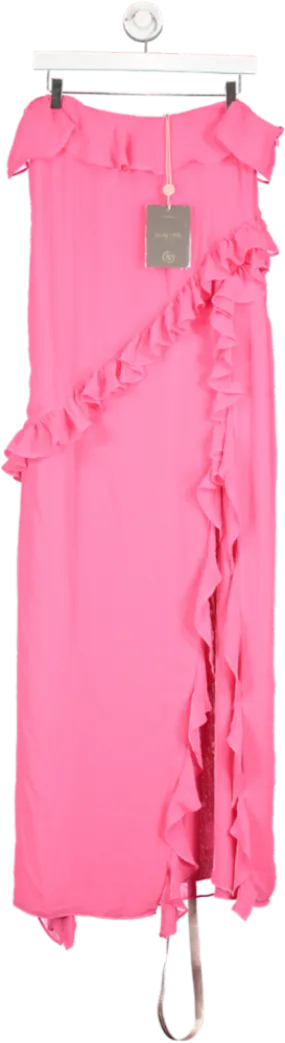 House of CB Pink Sarina Ruffle Maxi Dress UK L