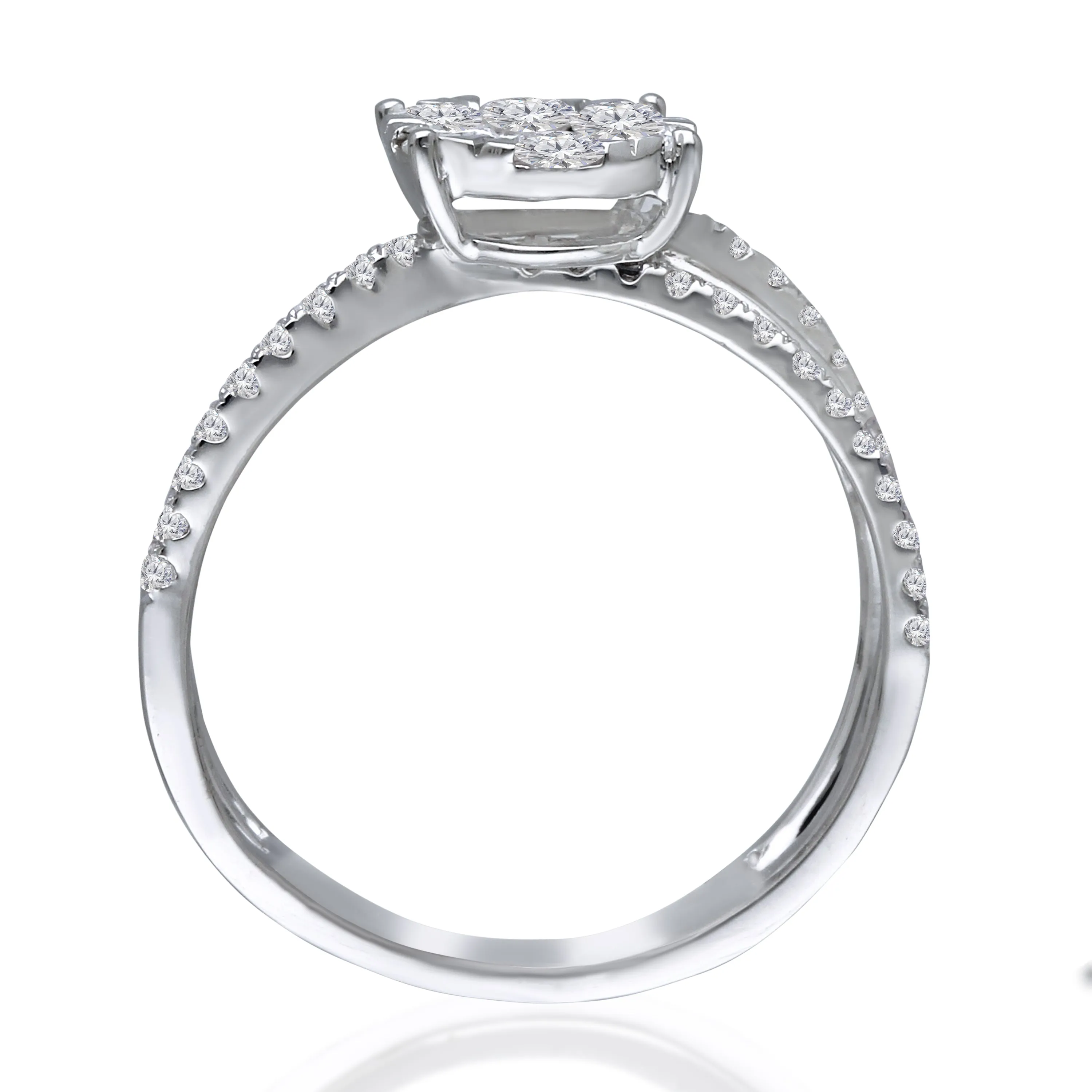 Kallati Eternal Round  Cluster Diamond Engagement Ring in 14K White Gold