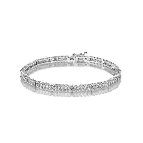 Kensley 2 Carat Round Brilliant Single Row Half Bezel Diamond Tennis Bracelet in 14k White Gold by Mike Nekta