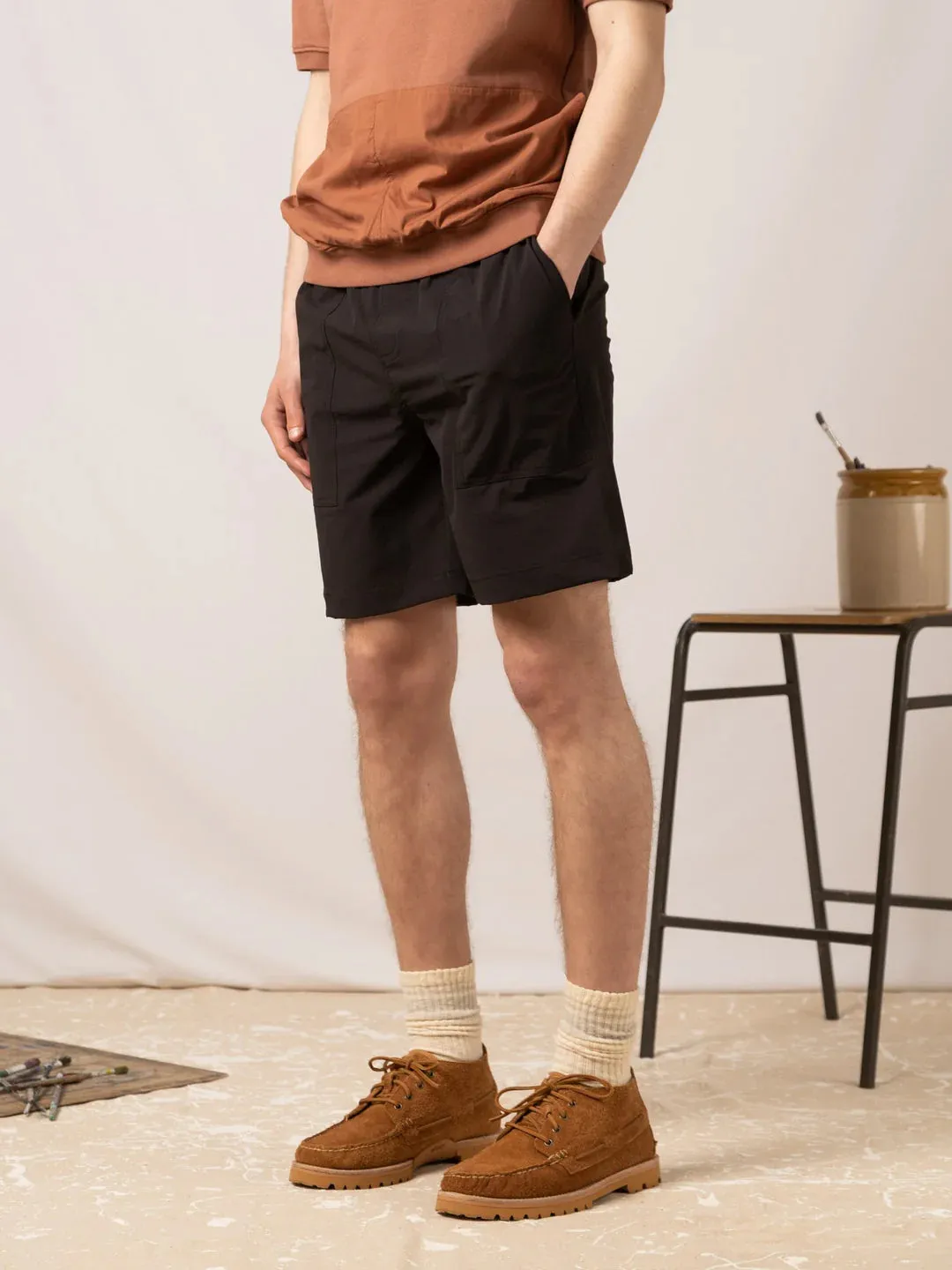 KESTIN Pease Short in Black Japanese Cordura Ripstop