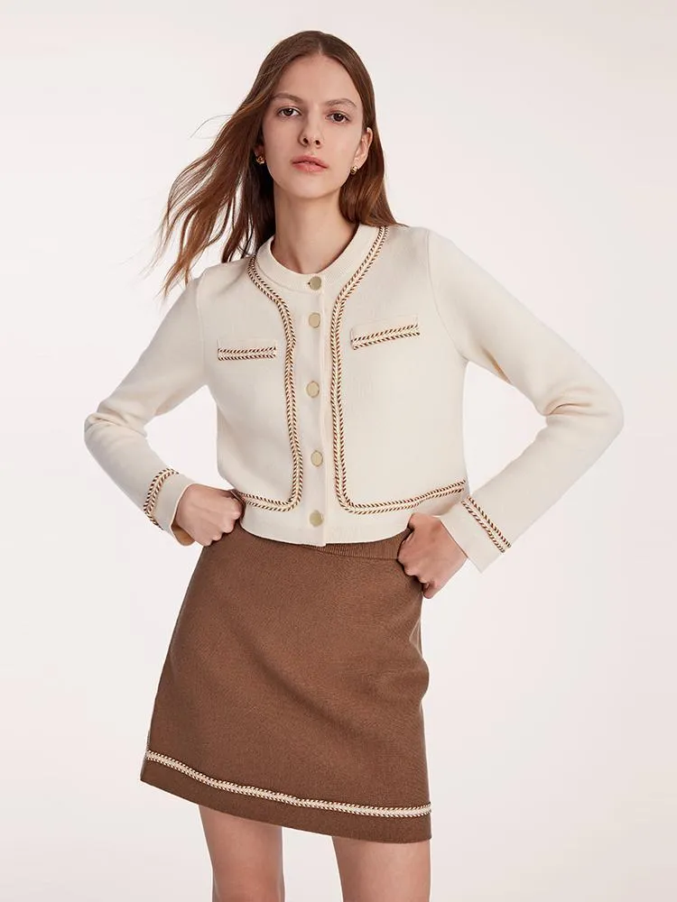 Knitted Crop Jacket And Skirt Two-Piece Suit