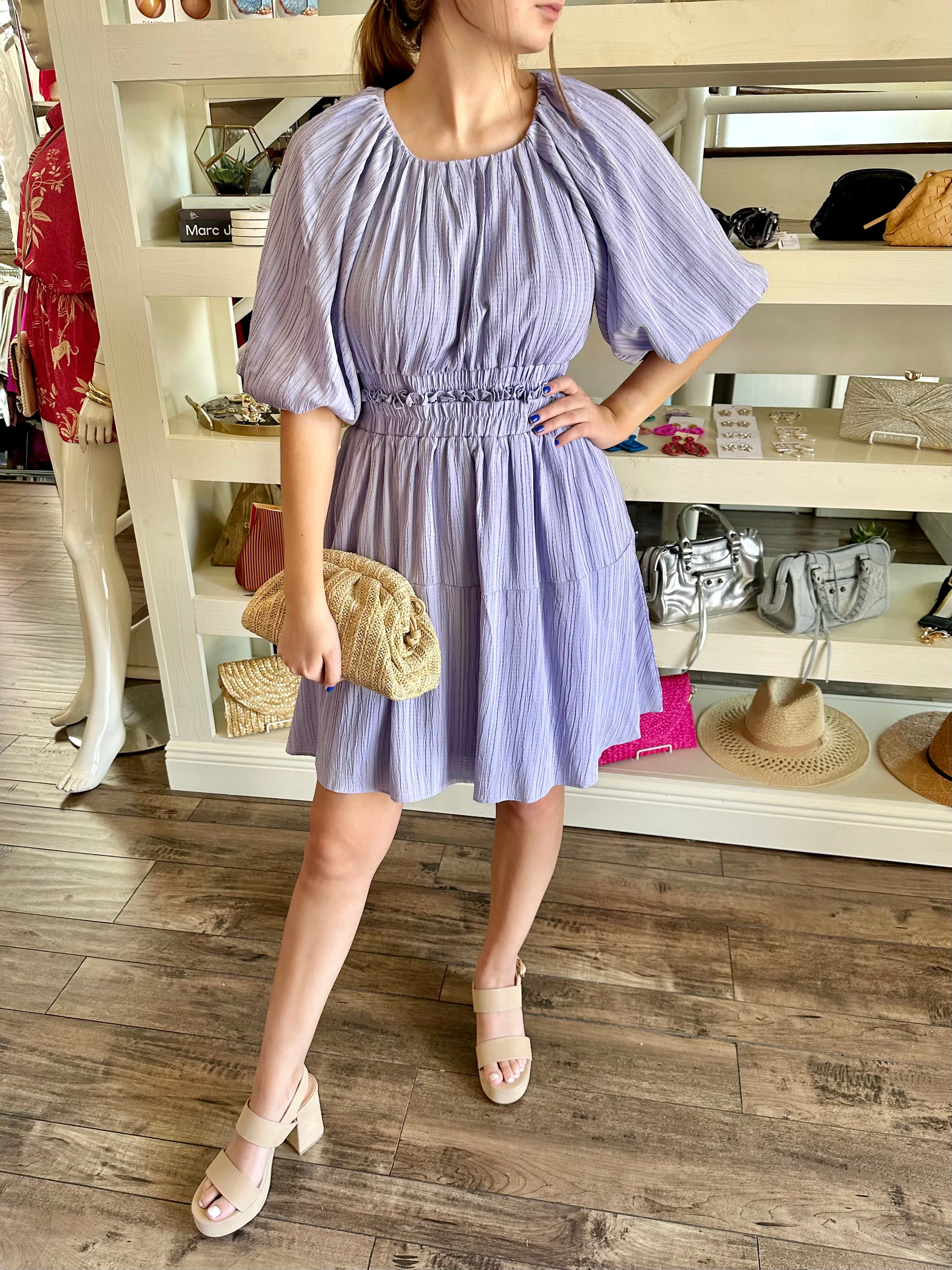 Lavender Back Button Dress