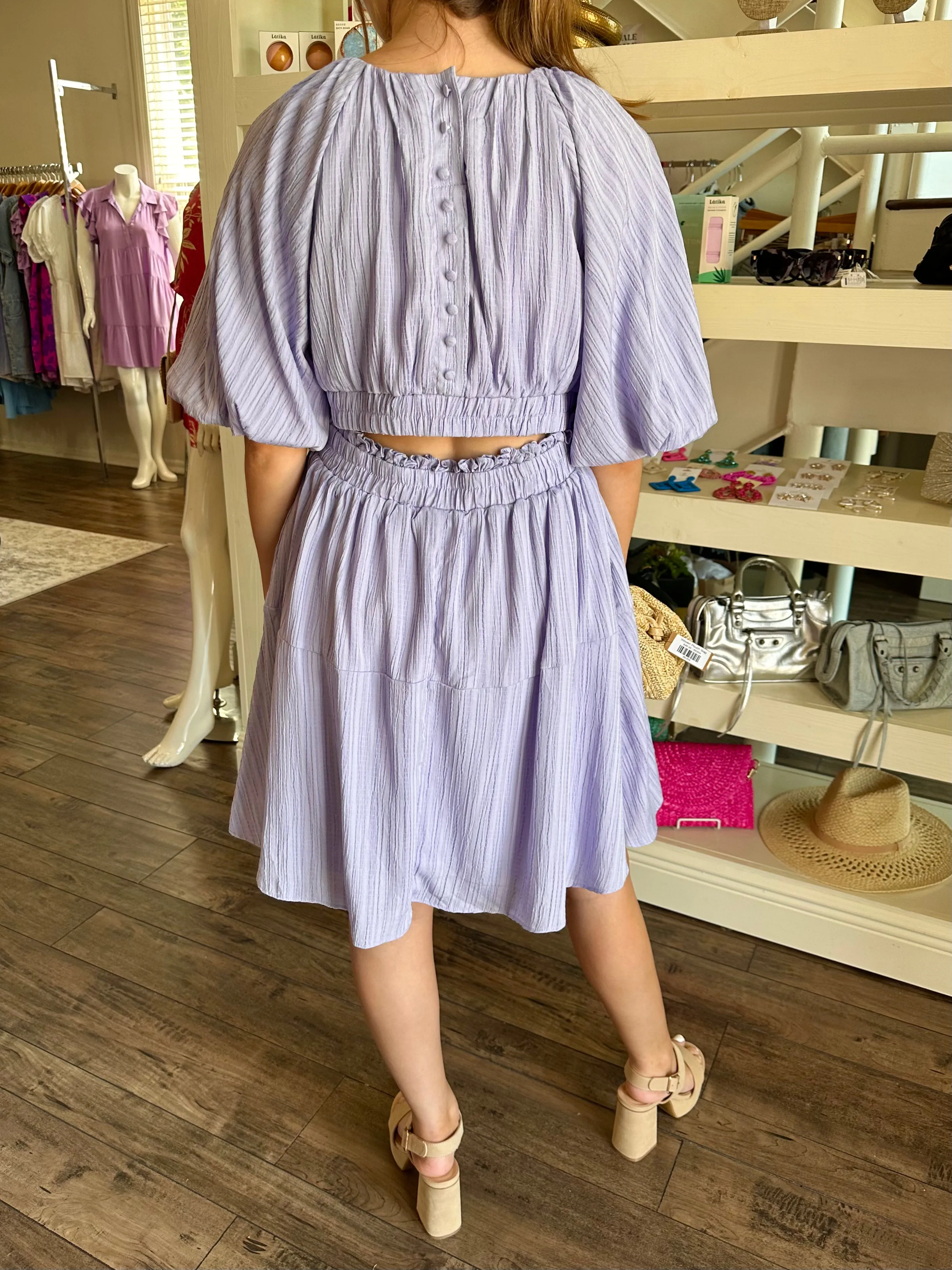 Lavender Back Button Dress