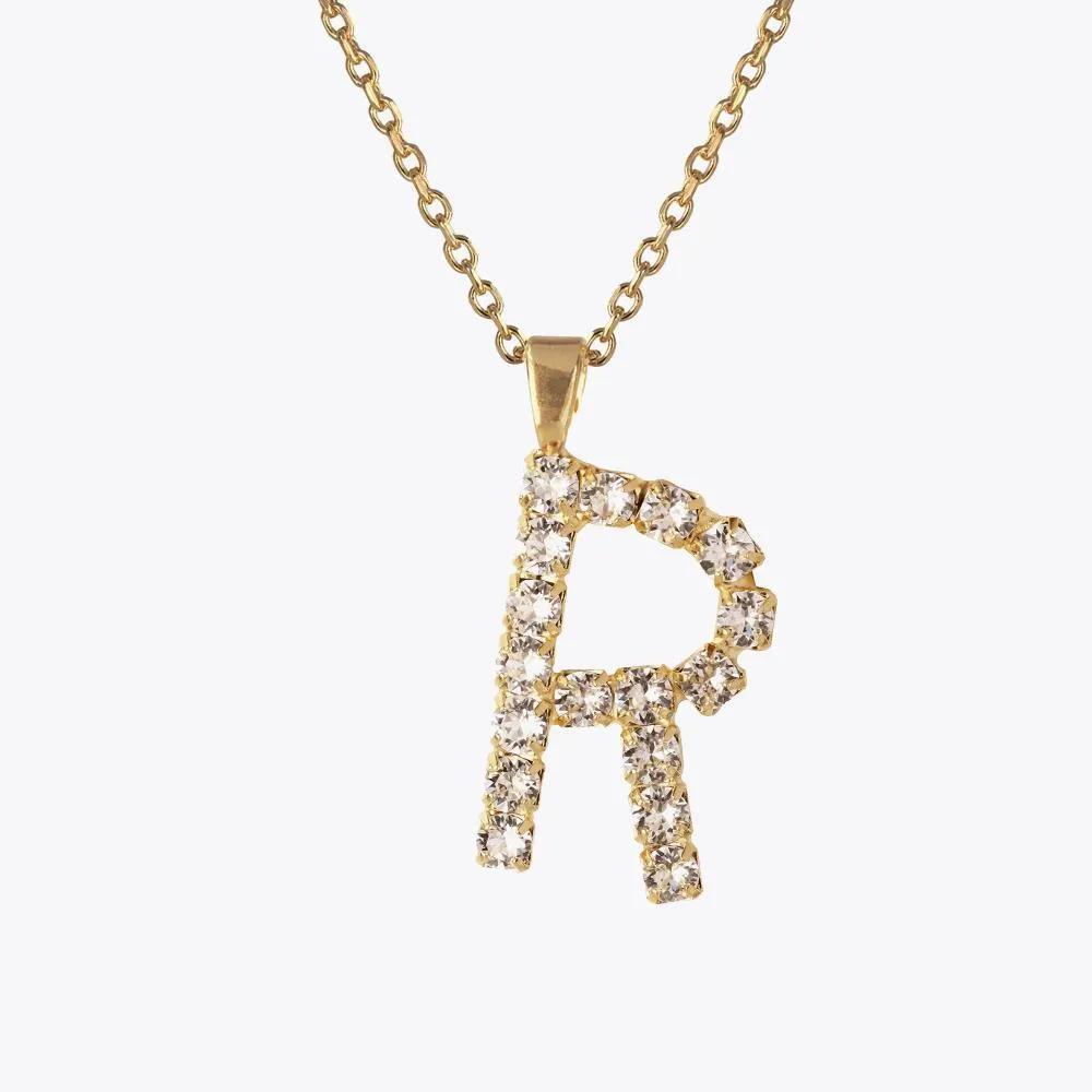 Letter Necklace R / Crystal