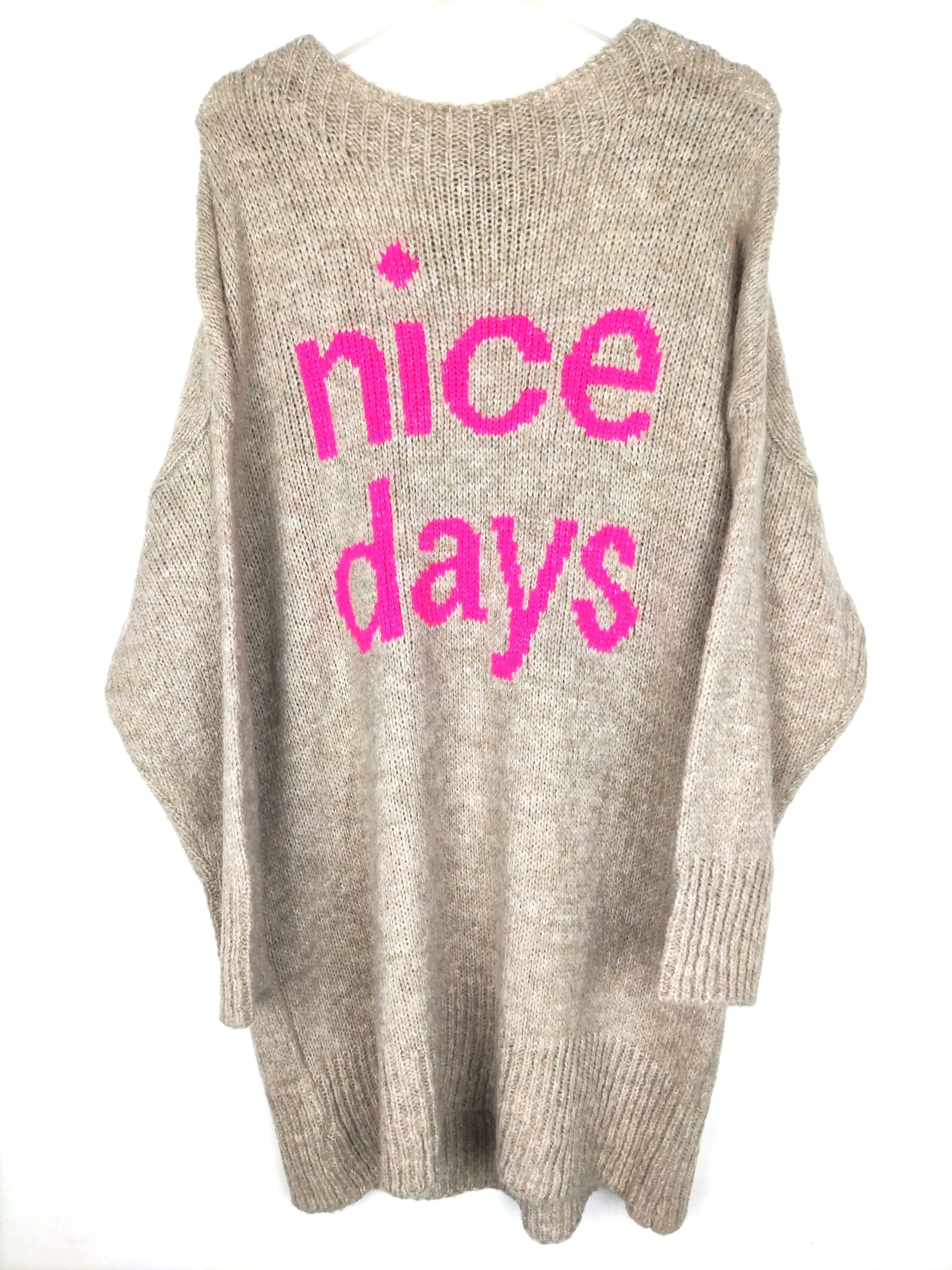 LONG PULLOVER NICE DAYS BEIGE PINK ONE SIZE