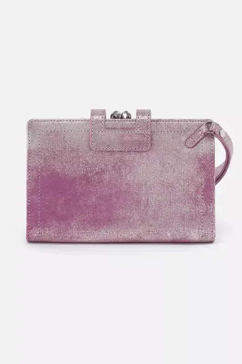 Metallic Leather Violet Wristlet