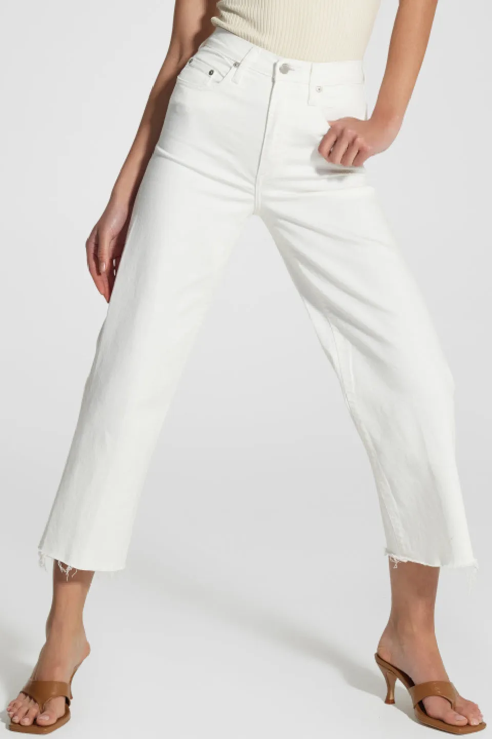 Milla Shell White Wide Leg Ankle Denim Jean