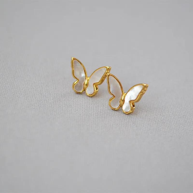 Mother of Pearl Butterfly Ear Stud Earrings