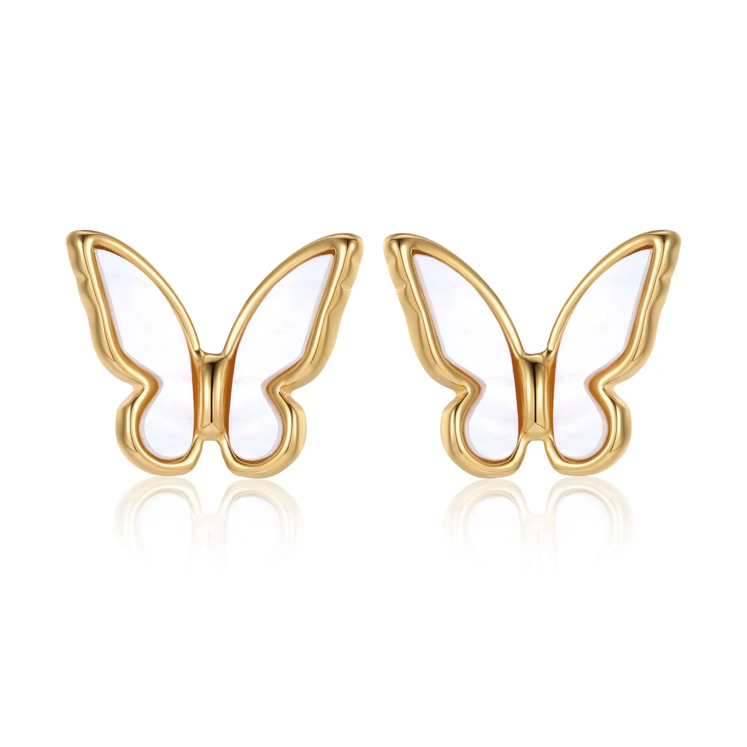 Mother of Pearl Butterfly Ear Stud Earrings