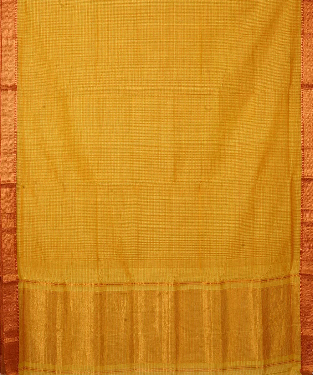 Mustard handwoven mangalagiri cotton saree