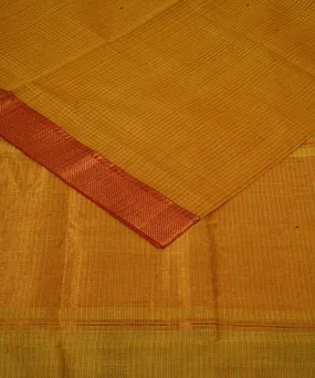 Mustard handwoven mangalagiri cotton saree