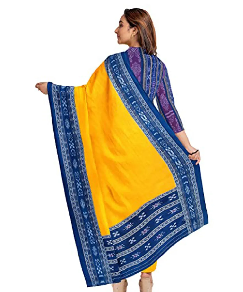 Navy blue yellow handwoven nuapatna cotton dress material