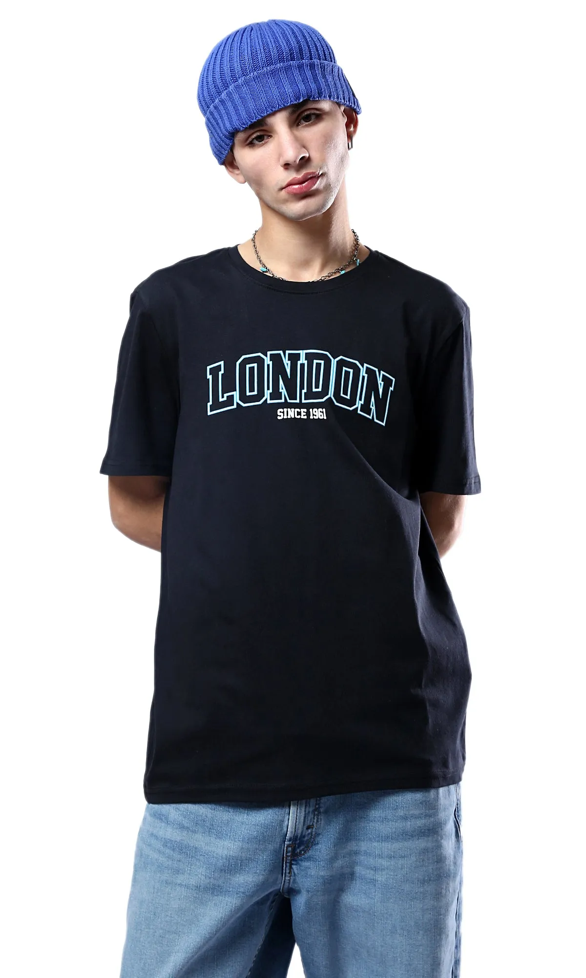 O178971 Slip On Printed London Black Printed Tee