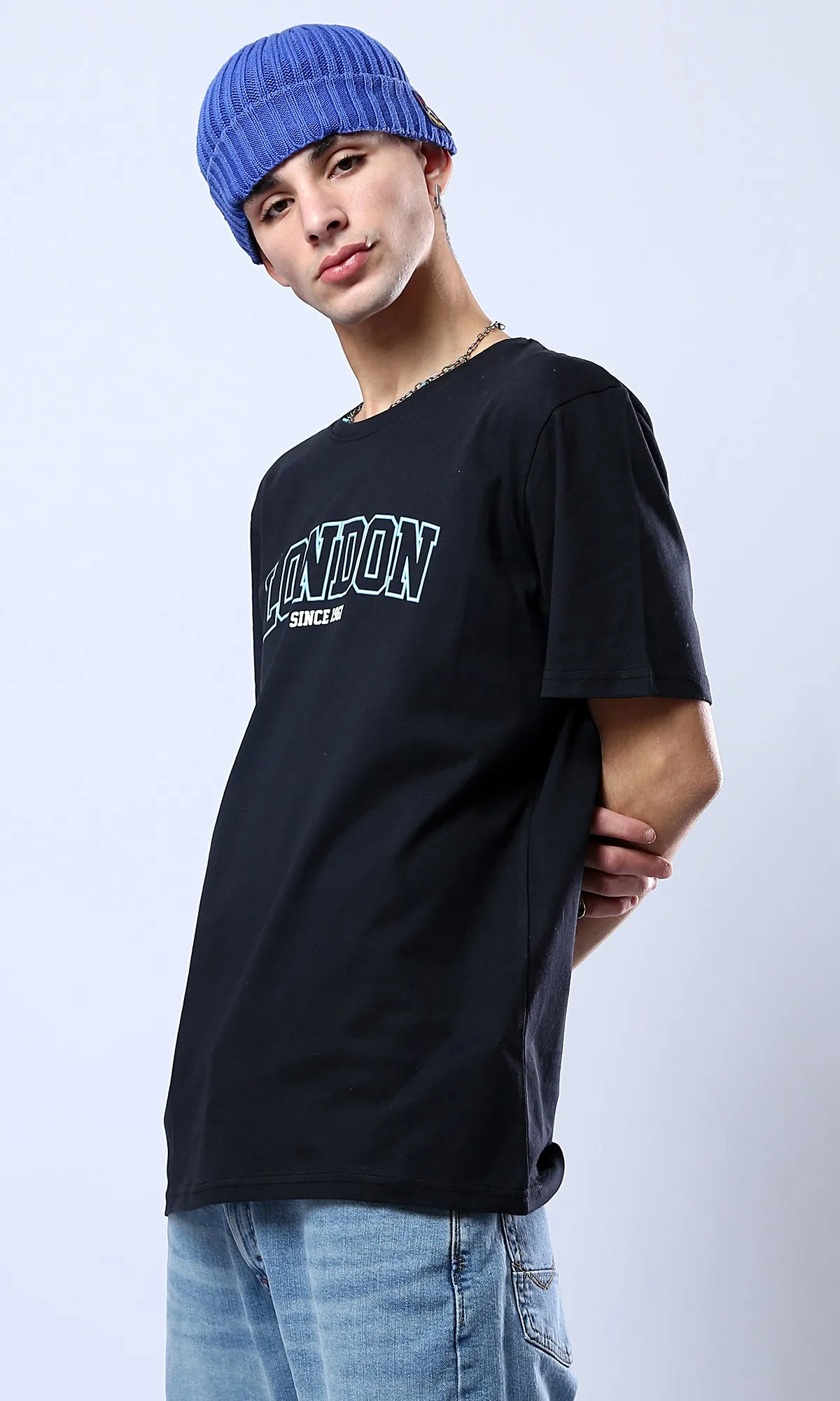 O178971 Slip On Printed London Black Printed Tee