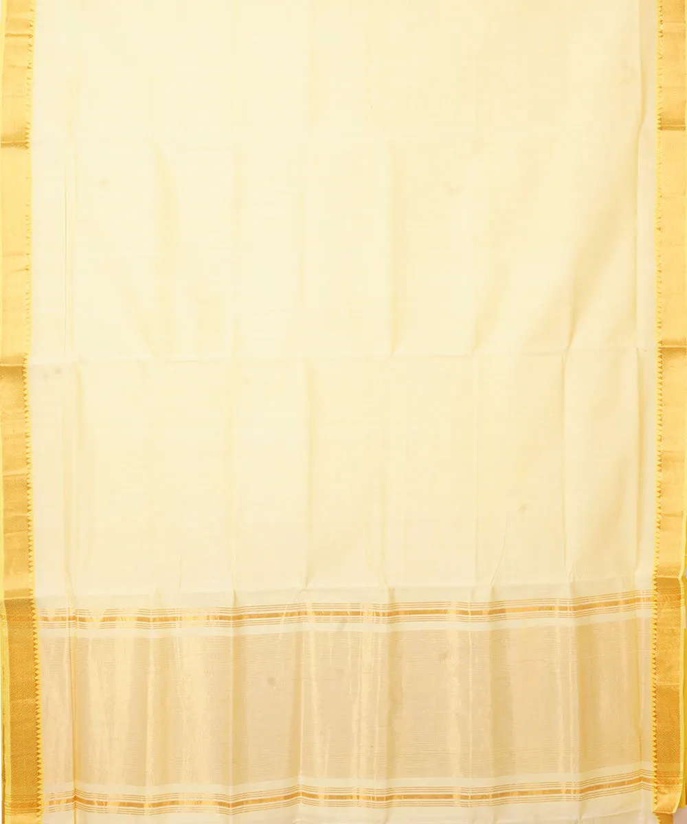 Offwhite handwoven mangalagiri cotton saree