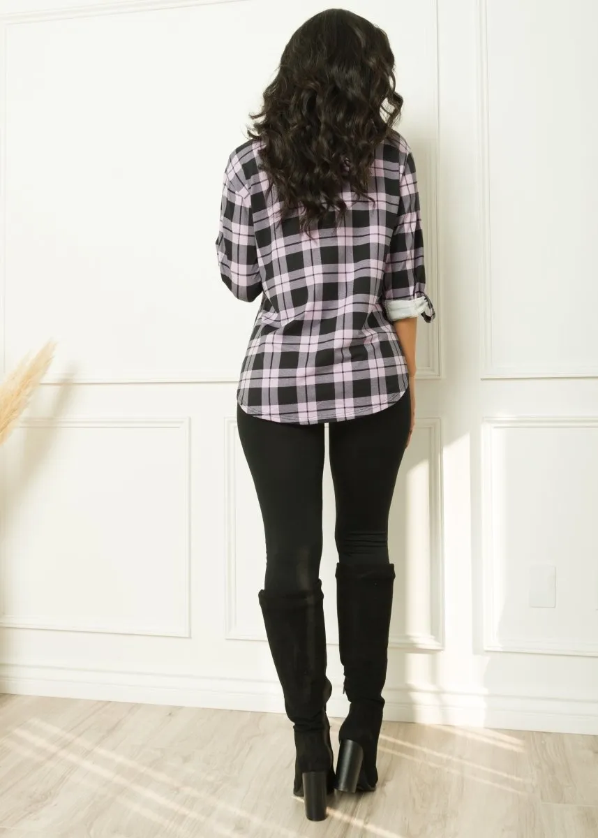 Oli Plaid Blouse Lavender/Black