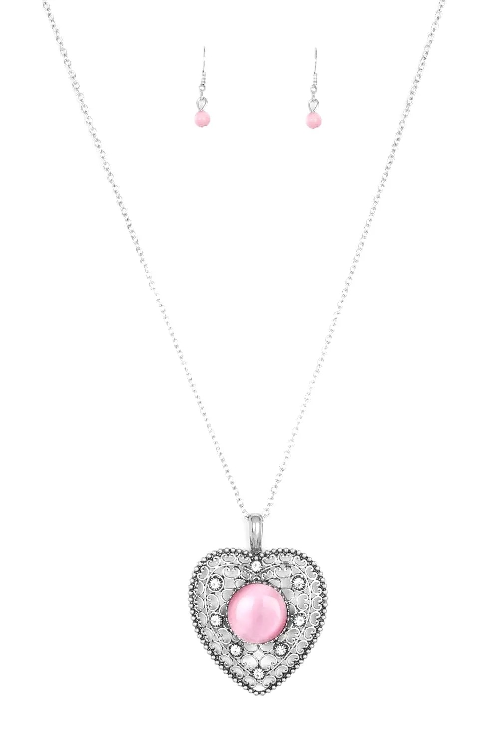  One Heart Pink Necklace Set