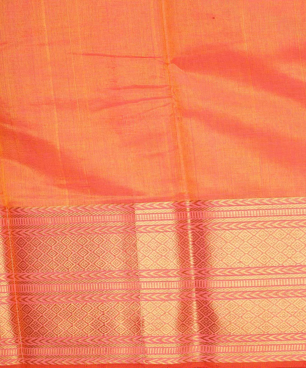 Orange mangalagiri handwoven cotton silk saree