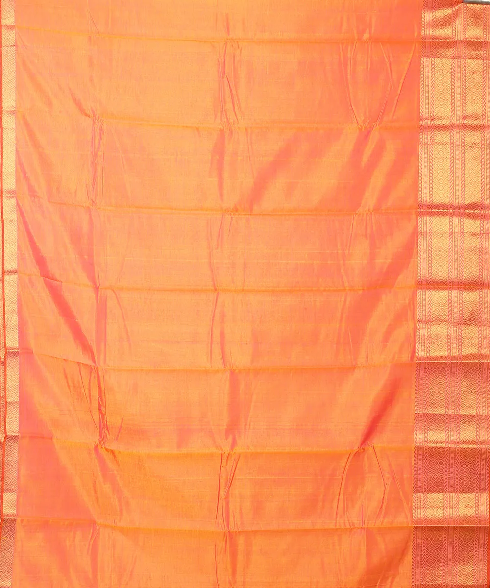 Orange mangalagiri handwoven cotton silk saree