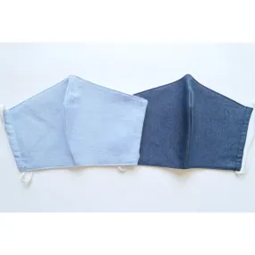 Pack (2pc) | Light Cotton Denim Fabric Facemasks | 3 layers M196