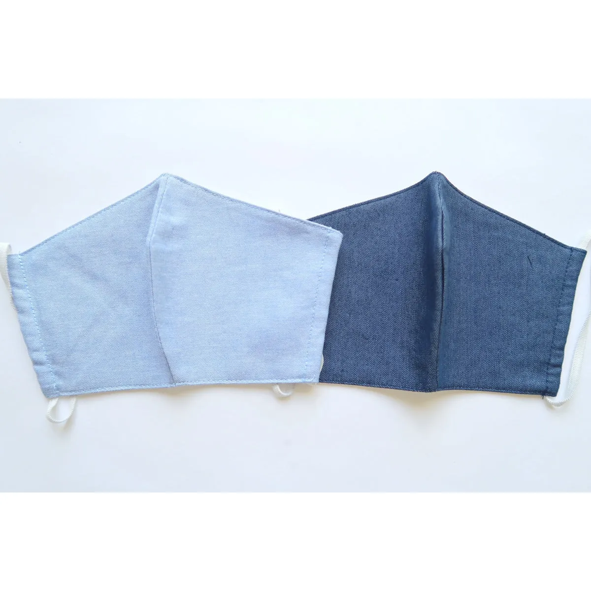 Pack (2pc) | Light Cotton Denim Fabric Facemasks | 3 layers M196