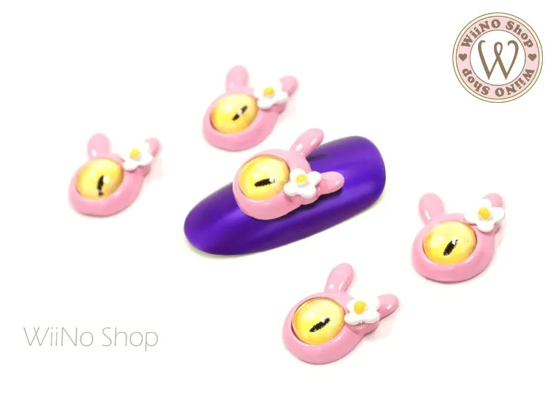 Pink Monster Rabbit Nail Metal Charm - 2 pcs