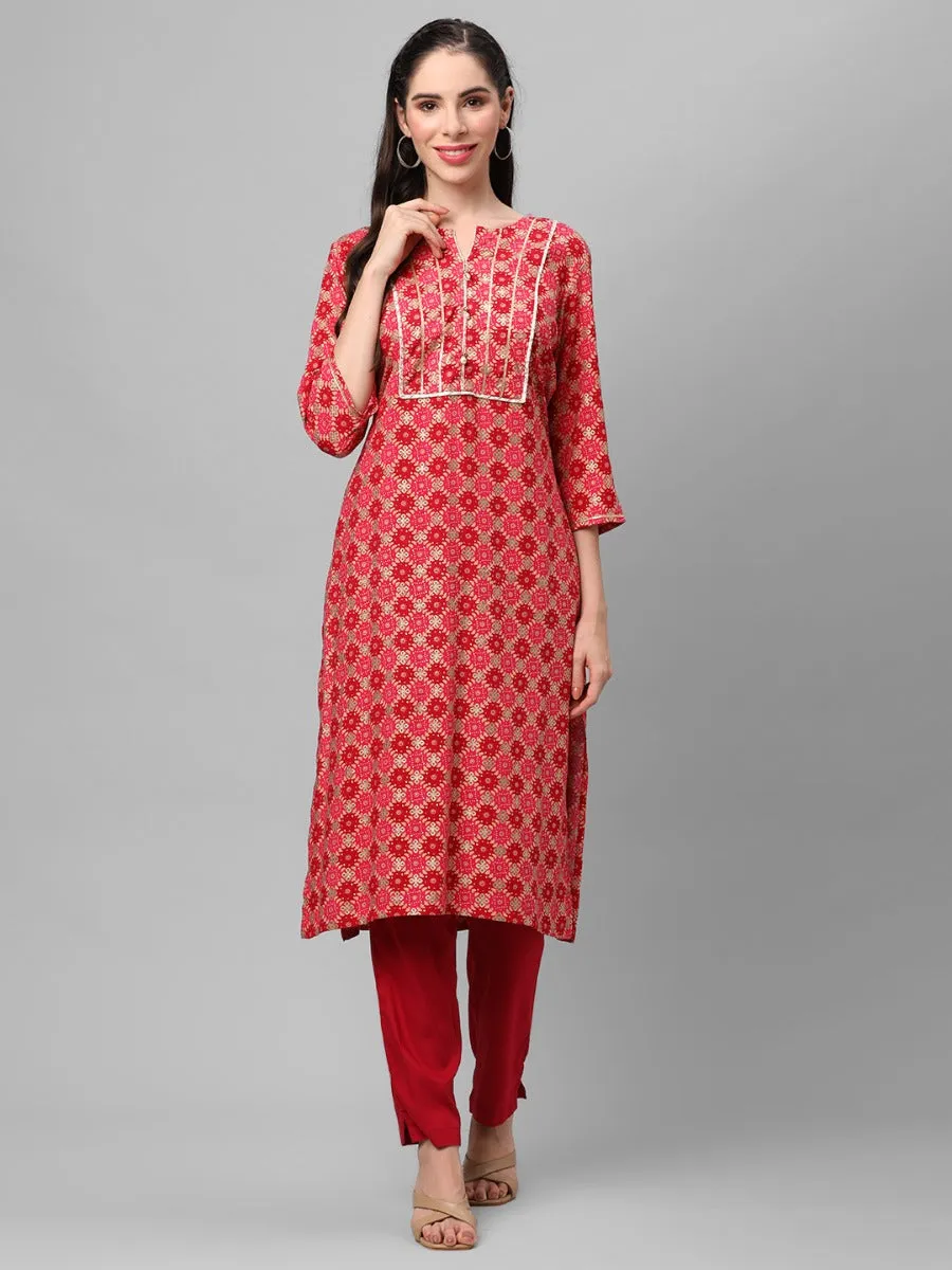 Pink Ornamental Printed Kurta With Trouser