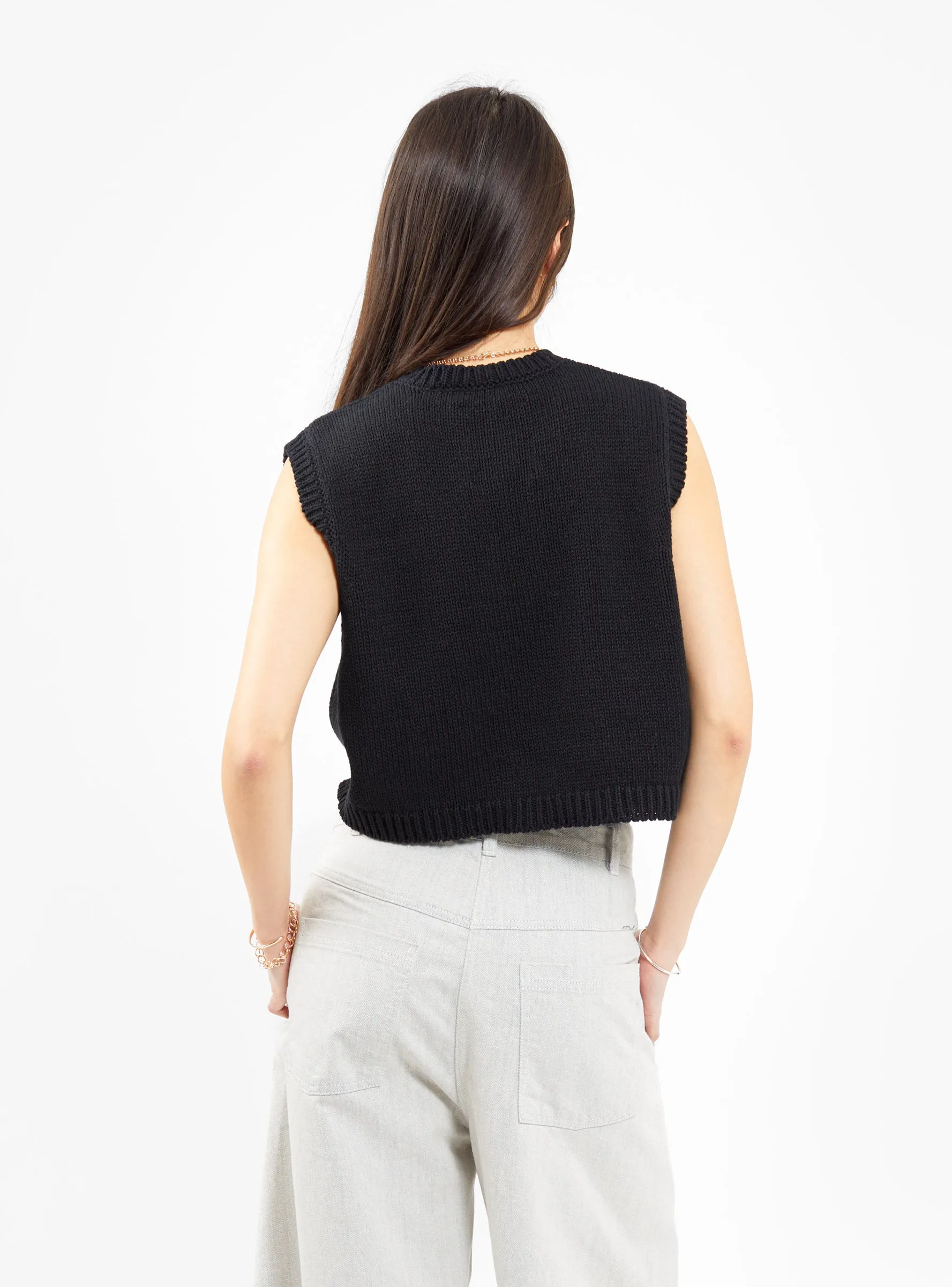 Pockets Cotton Waistcoat Black