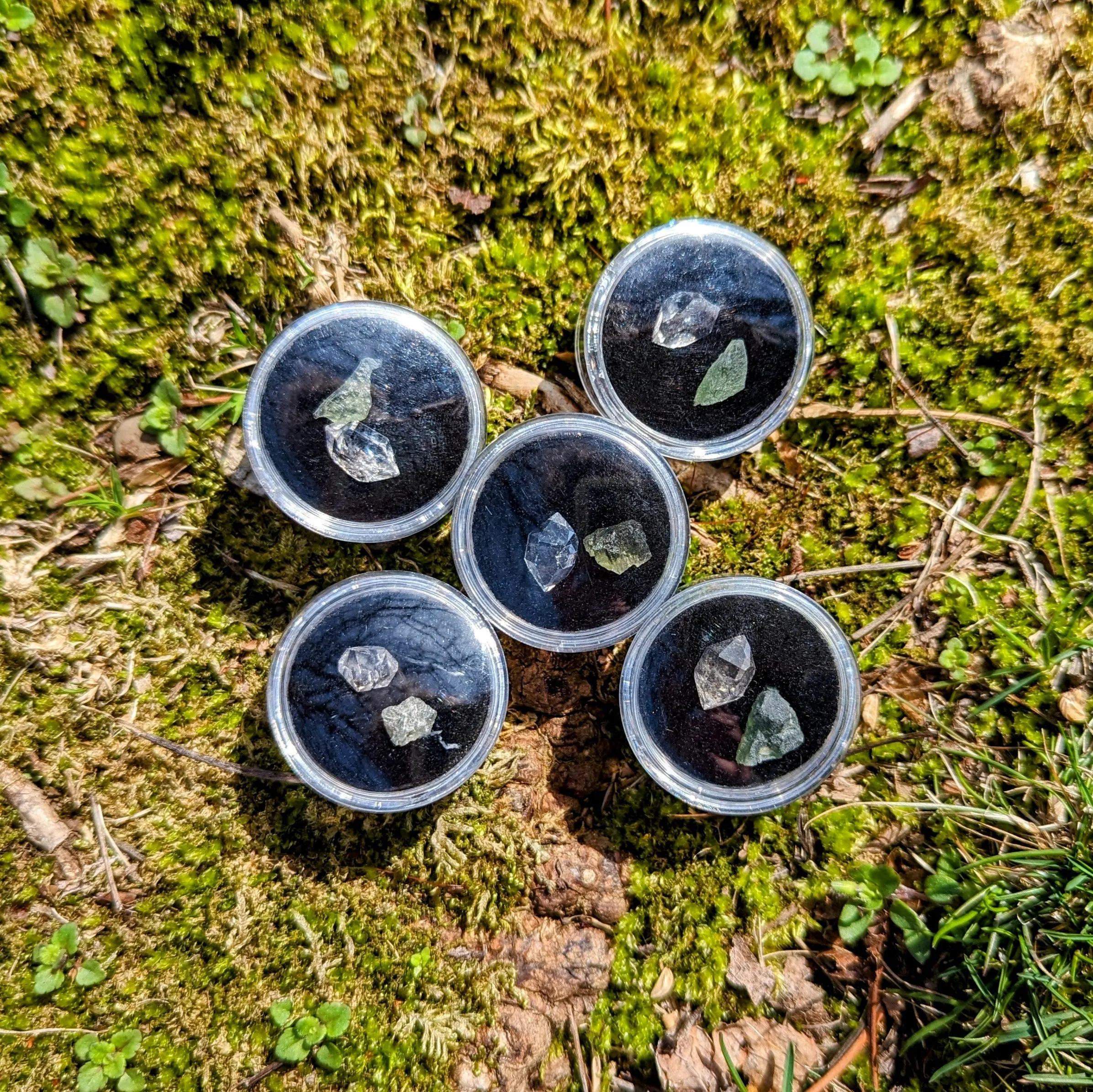 Powerful & Rare Set! One Genuine Moldavite & Herkimer Diamond Natural Crystal in Collectors Box