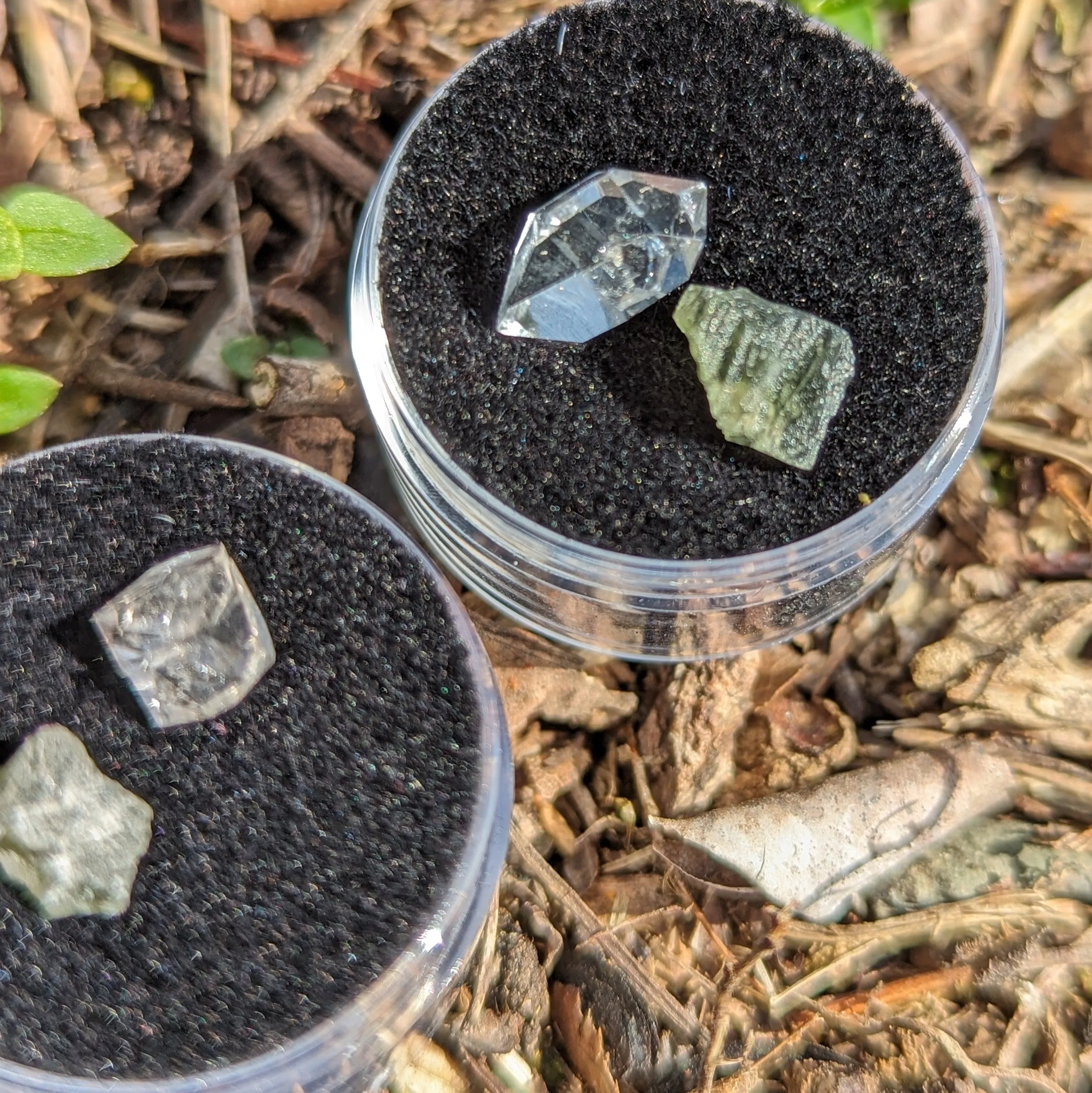 Powerful & Rare Set! One Genuine Moldavite & Herkimer Diamond Natural Crystal in Collectors Box