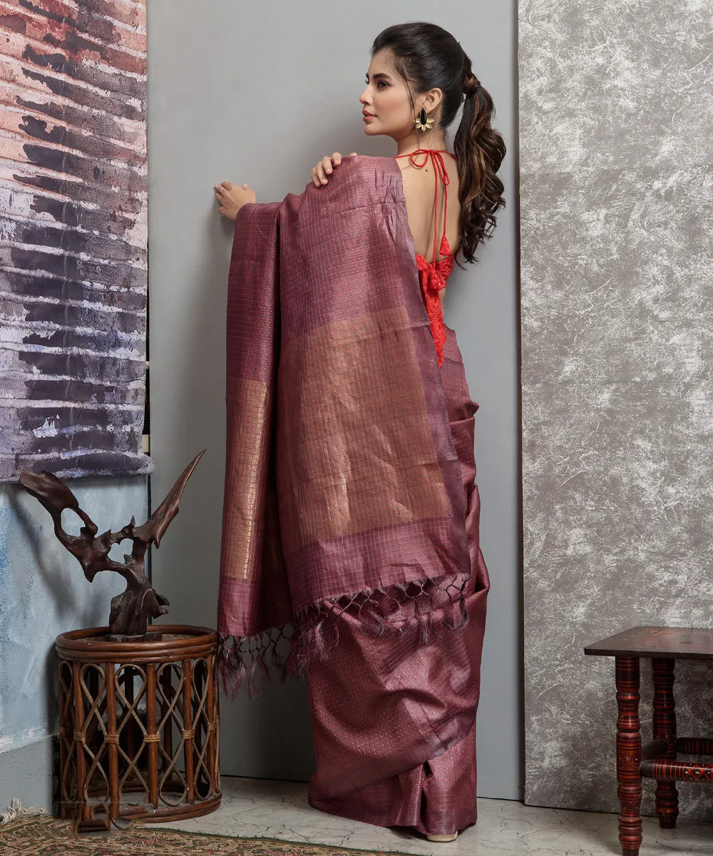 Purple handwoven chhatisgarh tussar silk saree