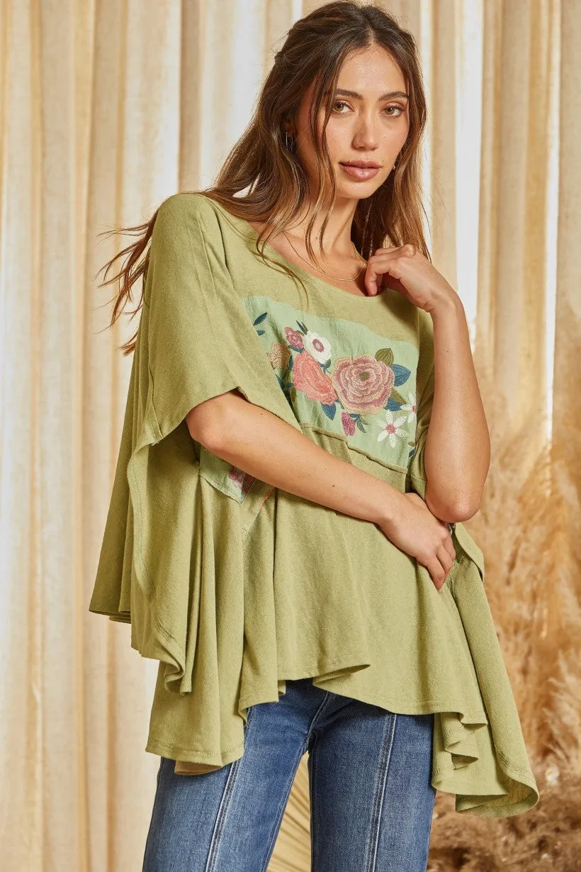 Raise the Bar Embroidered Blouse - Sage