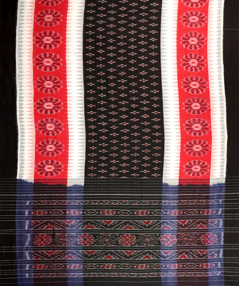 Red black nuapatna handloom cotton saree