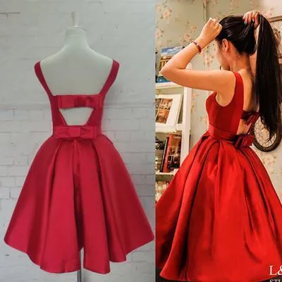 Red Homecoming Dresses Satin Homecoming Dress Party Dress Prom Gown Sweet 16 Dress