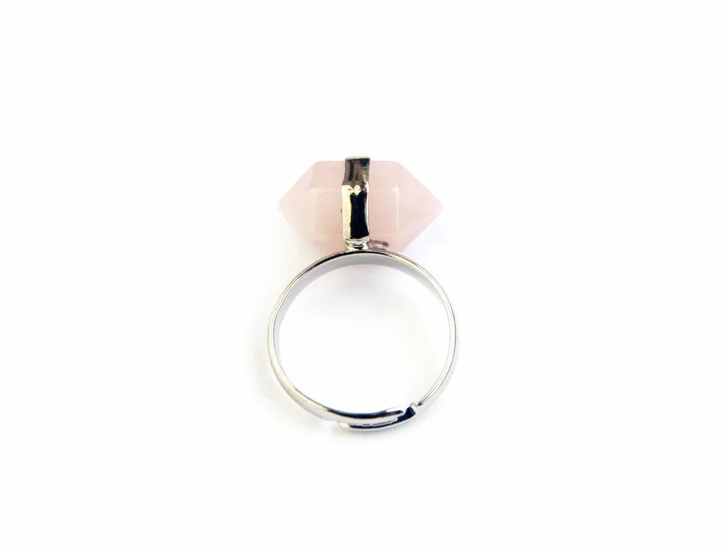 Rose Quartz Crystal Ring