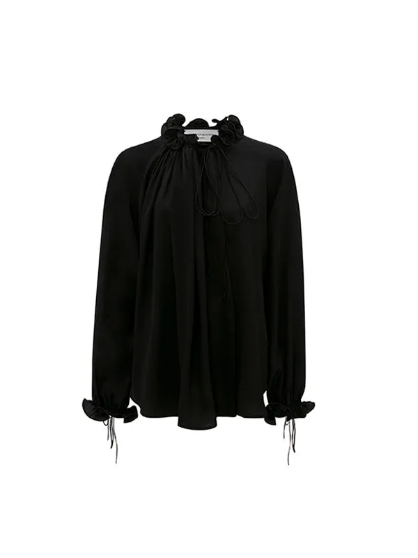 Ruched Detail Blouse in Black