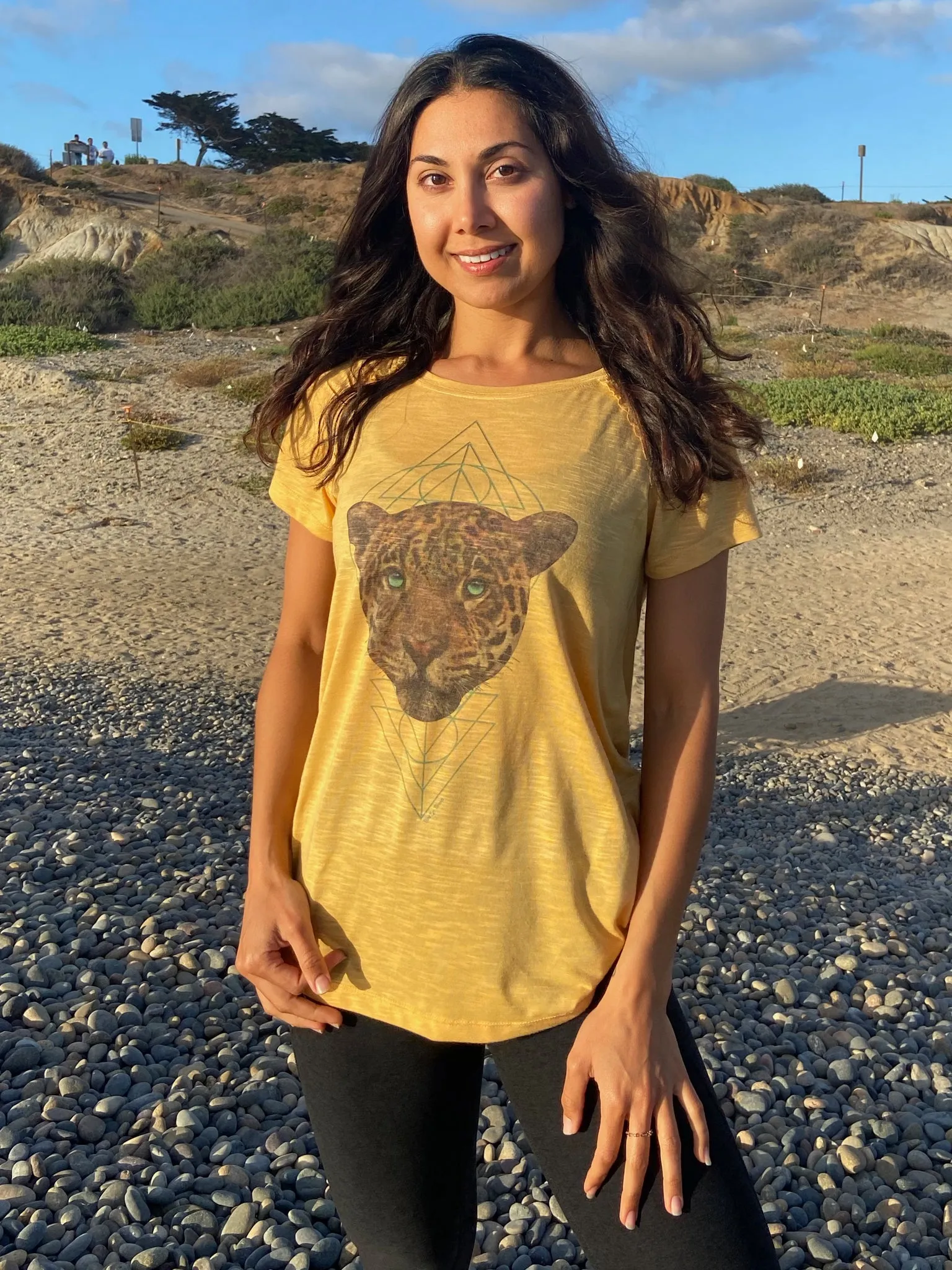 Sacred Geometry Jaguar Shirred Raglan Tee