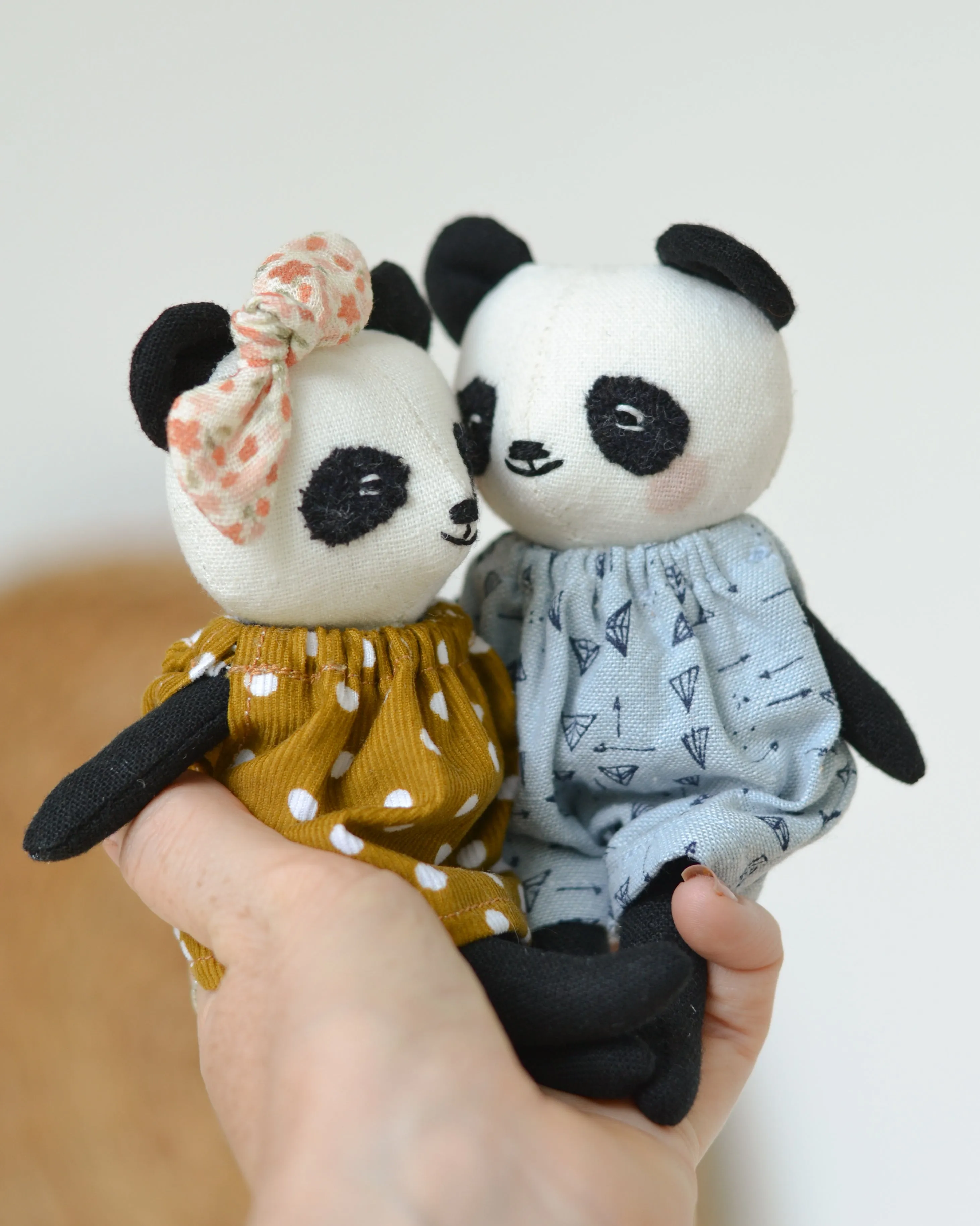 Sewing Pattern - Mini bear, panda and lion doll