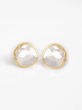 Shelly Single Mother of Pearl with CZ Earring