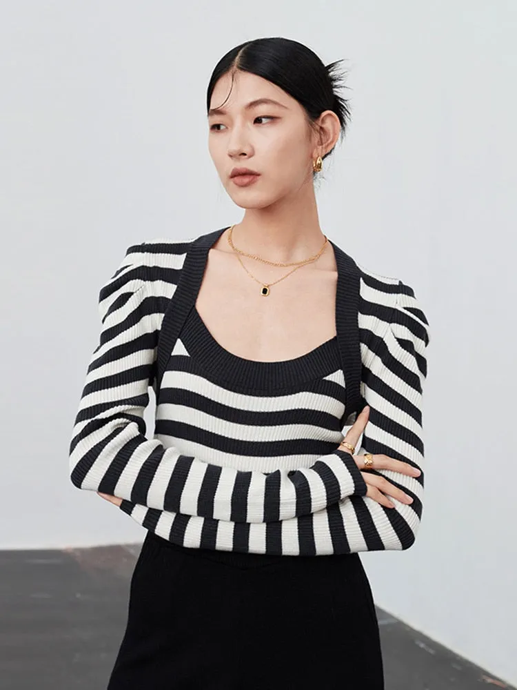 Shulu Shrug Striped Long Sleeve