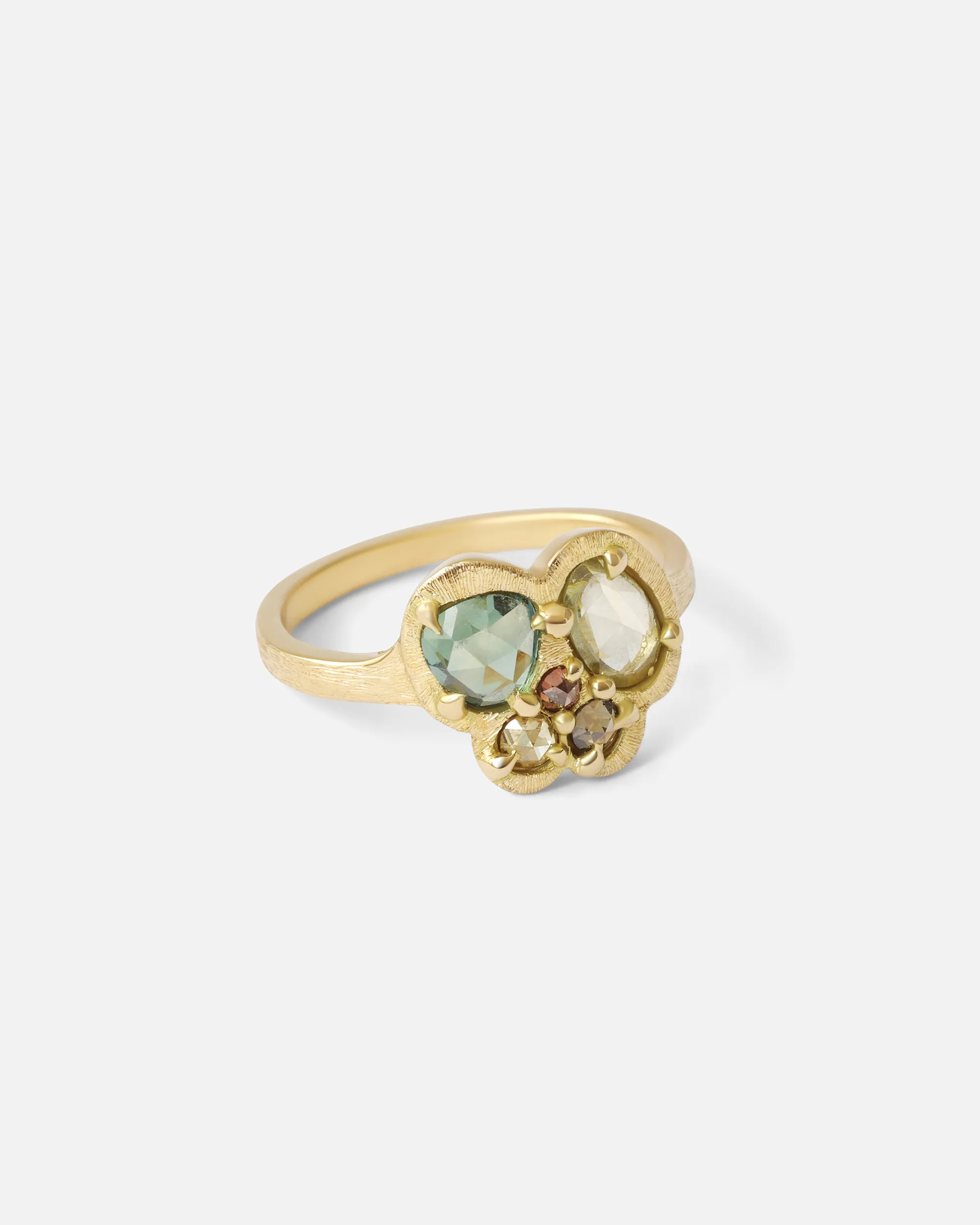 Silk / Teal and Lime Cluster Ring