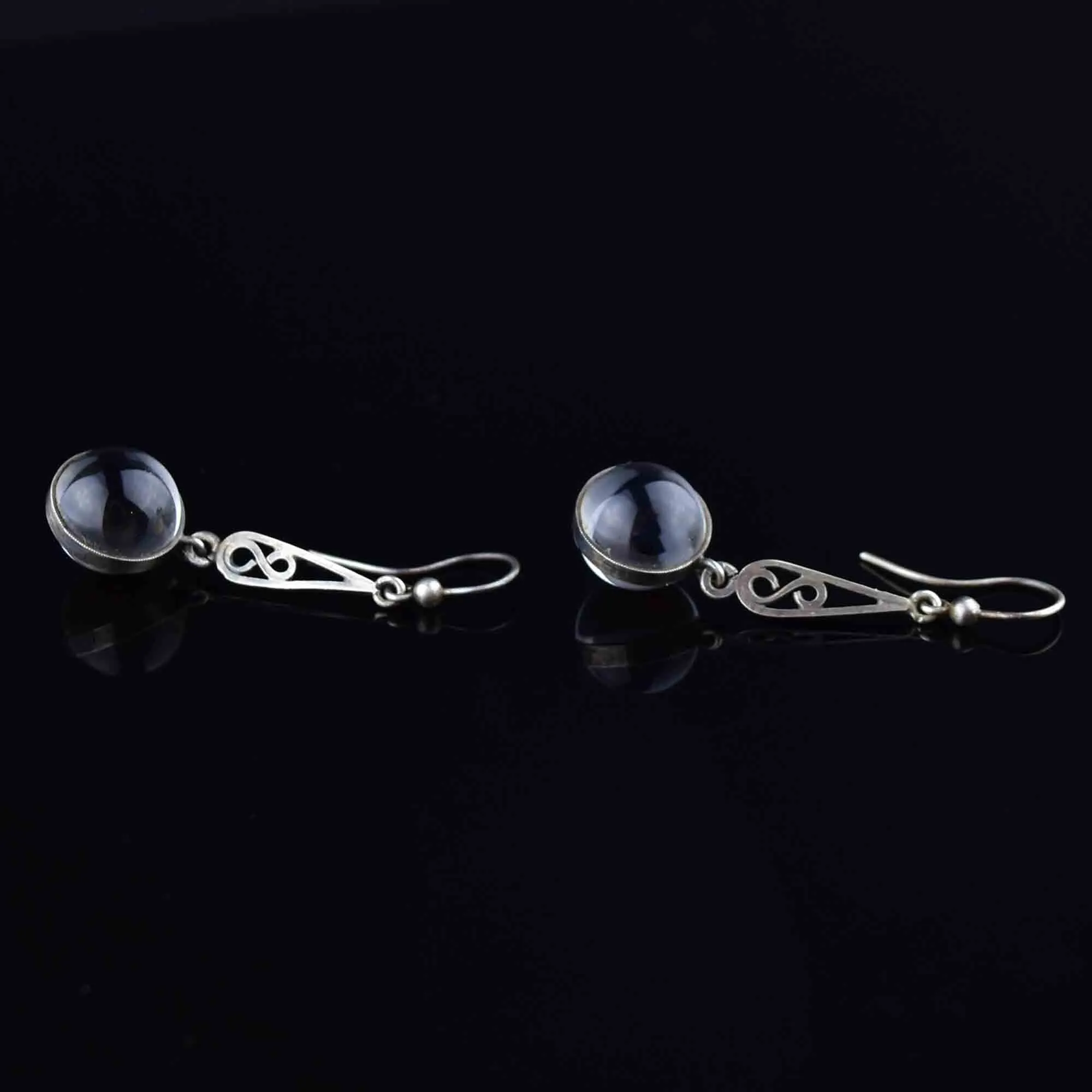 Silver Art Deco Pools of Light Drop Earrings