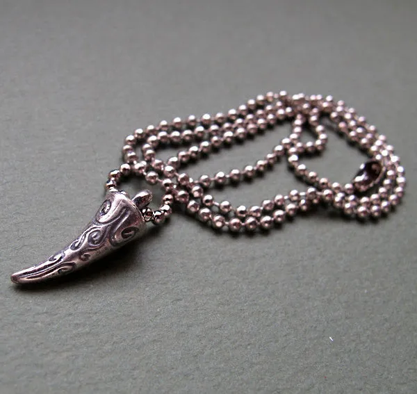 Silver Claw Pendant Necklace for Men