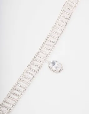 Silver Cubic Zirconia Solitaire Choker