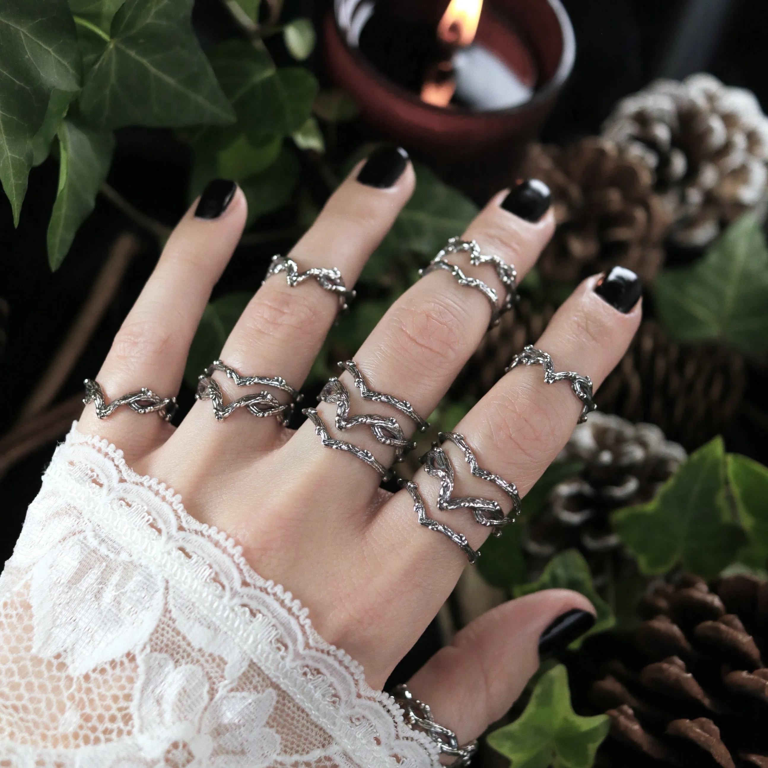 Silvestre Double Wishbone Gothic Thorn Branch Ring