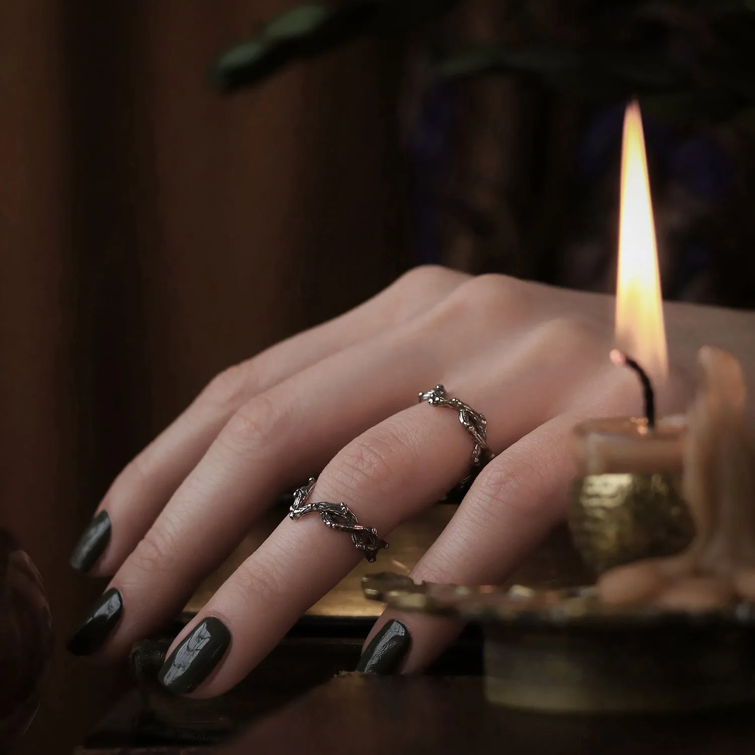 Silvestre Double Wishbone Gothic Thorn Branch Ring