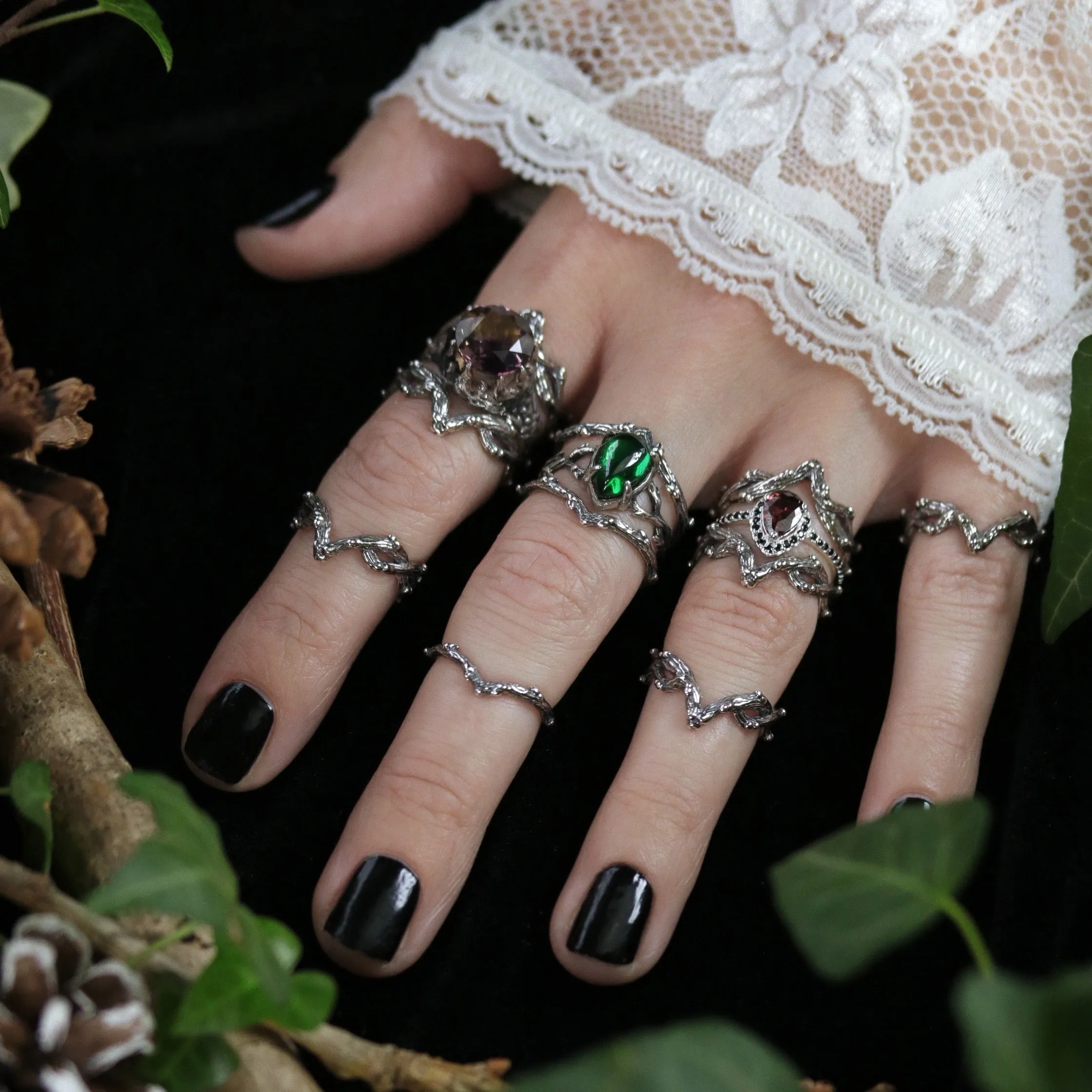 Silvestre Double Wishbone Gothic Thorn Branch Ring